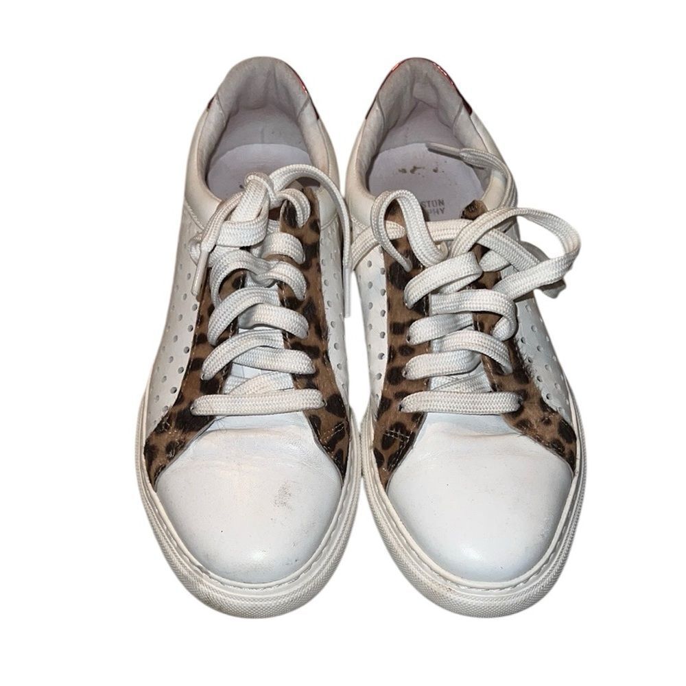 Johnston & Murphy Women's White and Leopard Print Sneakers Size 7 M